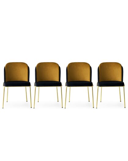 4 Chaises Dore noir/jaune - 54x86x55 cm
